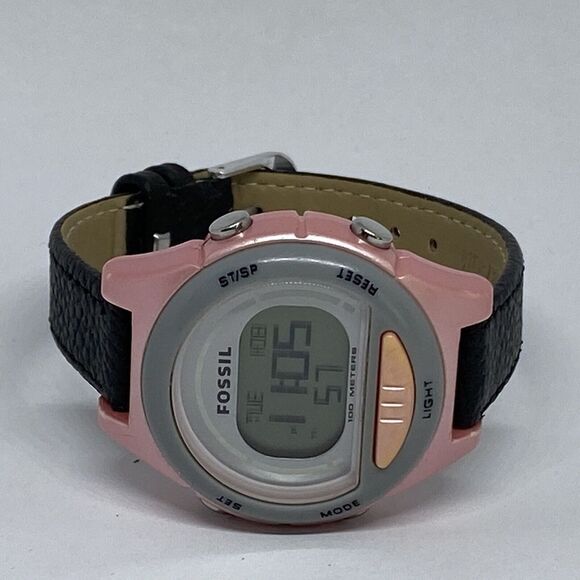 Fossil DQ1166 Women's Black Leather Digital Gray Dial Quartz Genuine Watch LJ311 - Picture 7 of 12